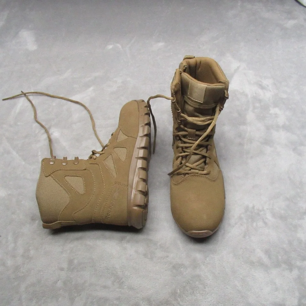 Reebok Mens 6M Tactical Boots Brn Leather Sublite Safety Toe Light Military Work